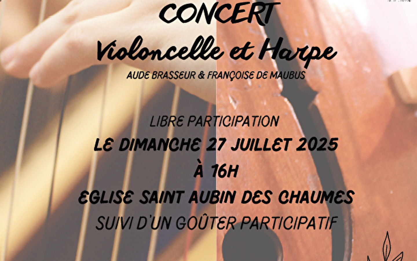 Concert musique classique Aude Brasseur - Violoncelle et Francoise de Maubus - Harpe