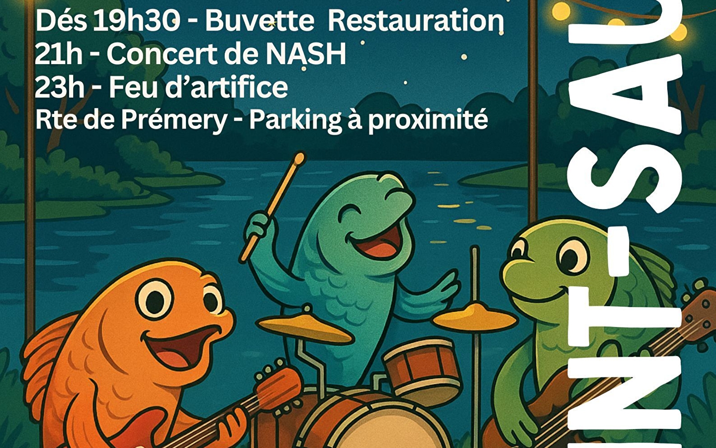 Feu d'artifice au bord de l'étang Bouteille à St Saulge